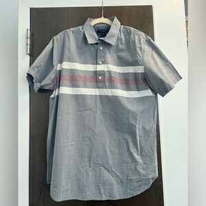 Banana Republic Gray and White Striped Slim Fit Shirt